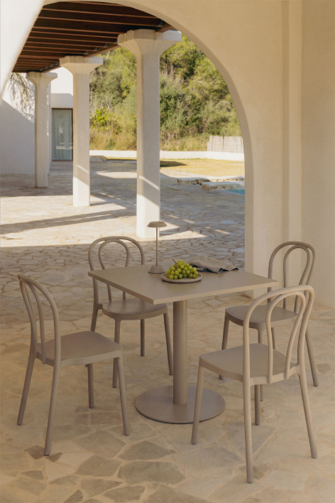 Square 70x70 cm garden table in Mizzi iron - Moka Brown