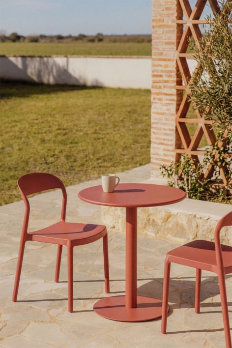 Mizzi round garden table Ø70 cm in iron - Terracota