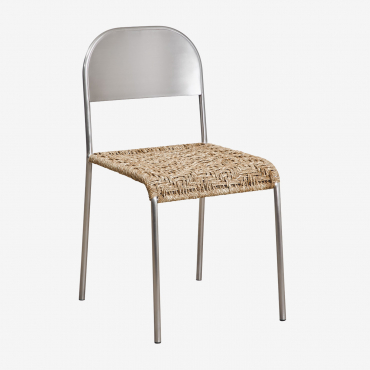 Narnial Stainless Steel Dining Chair Stainless Steel - Jute - Sklum