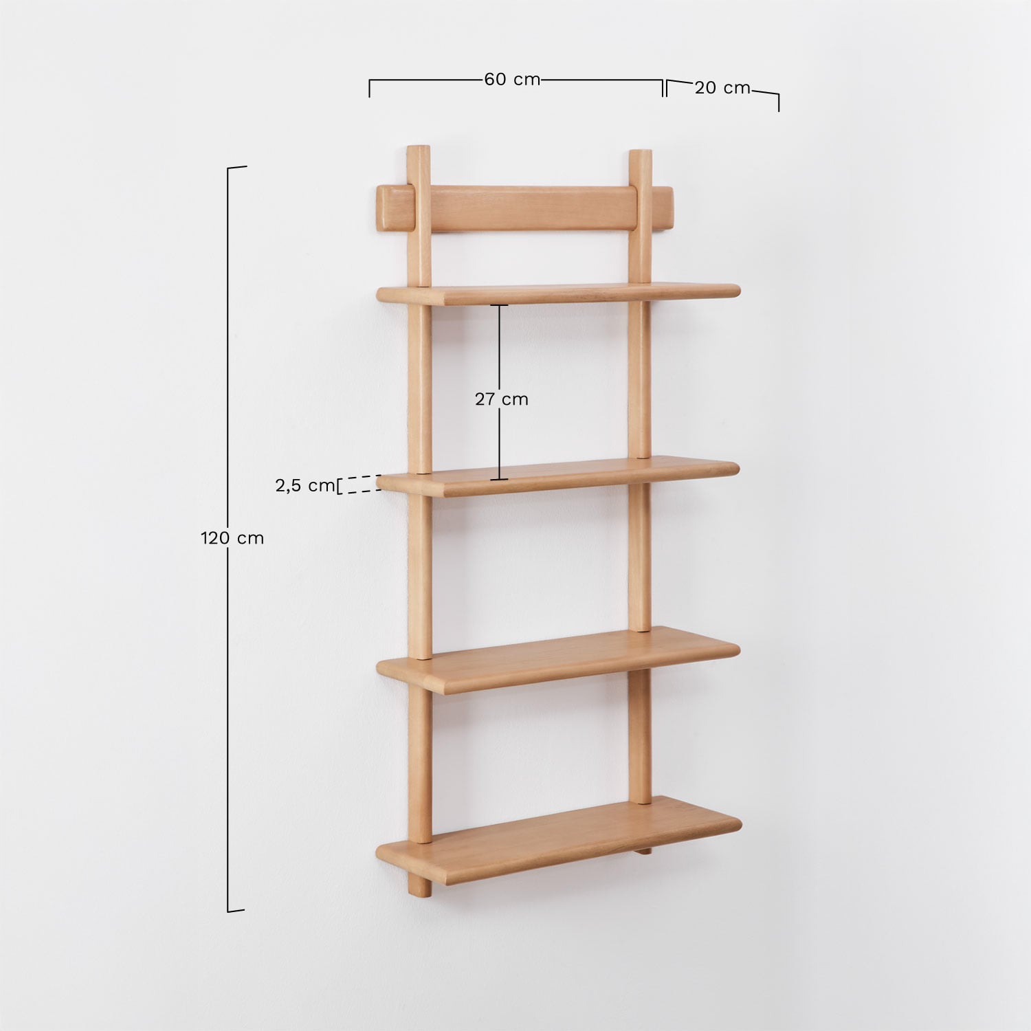 Mianor wooden wall shelf, MEASURES