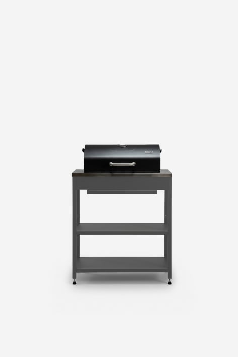Module with charcoal barbecue for Savona modular outdoor kitchen in steel