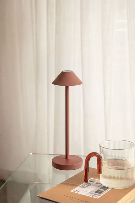 Wireless LED table lamp in iron Emilija - Terracota