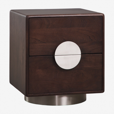 Pack Of 2 Nightstands 45x40 Cm In Mango Wood And Stainless Steel Melisand Dark Handle Wood - Sklum