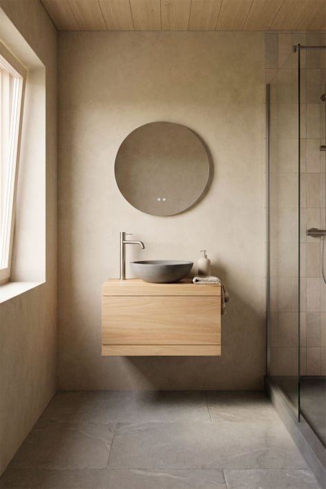 Suspended bathroom furniture set 60x45 cm in Belivetta teak wood