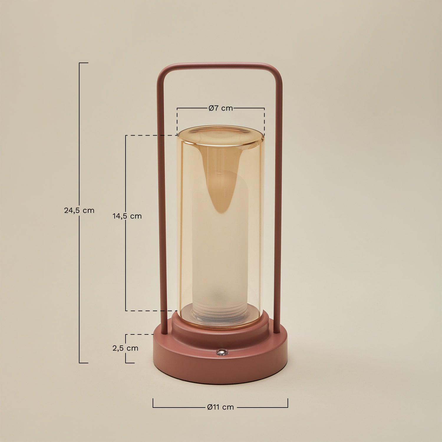 Wireless LED table lamp in iron and glass Sorlix, MEASURES