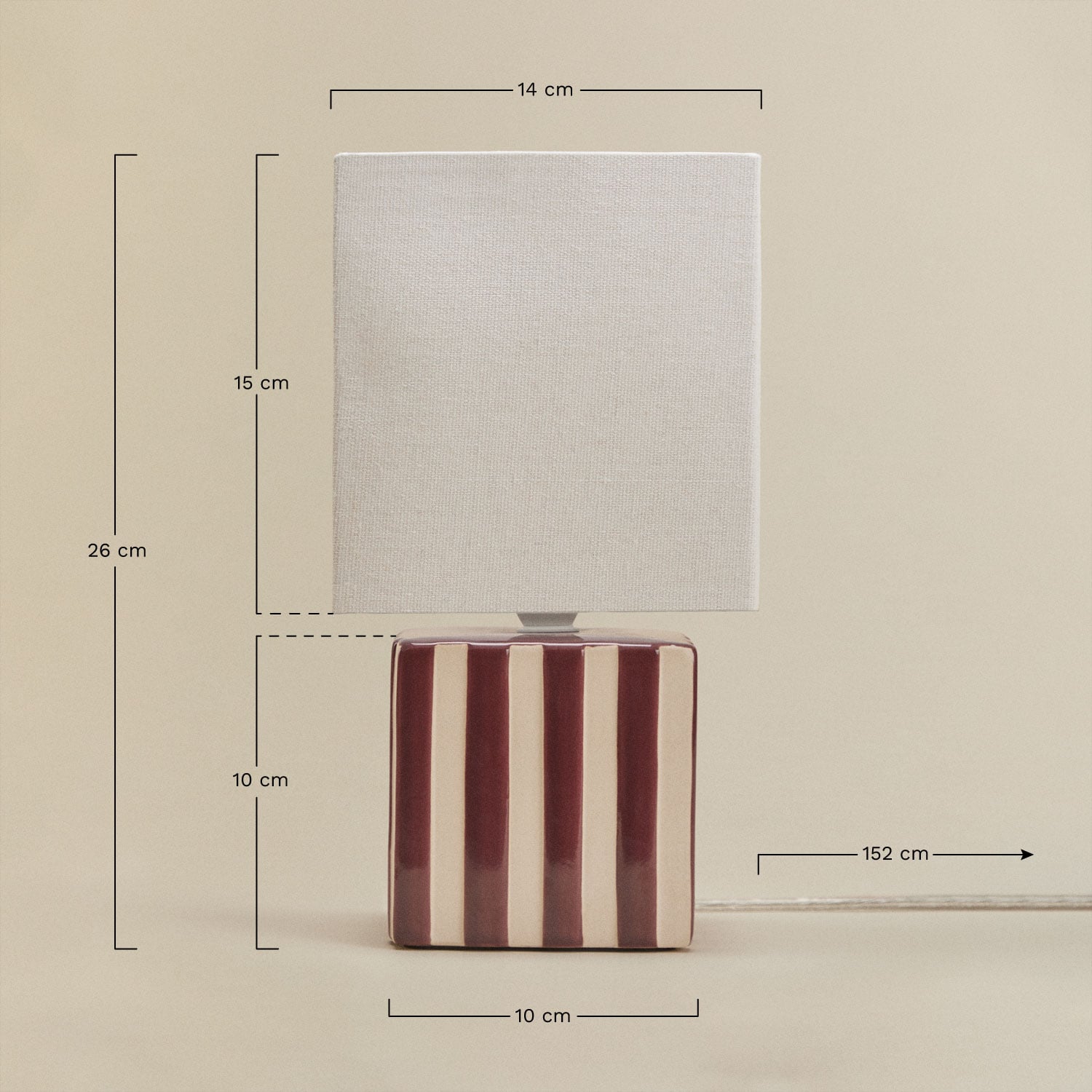 Lylio ceramic and linen table lamp, MEASURES