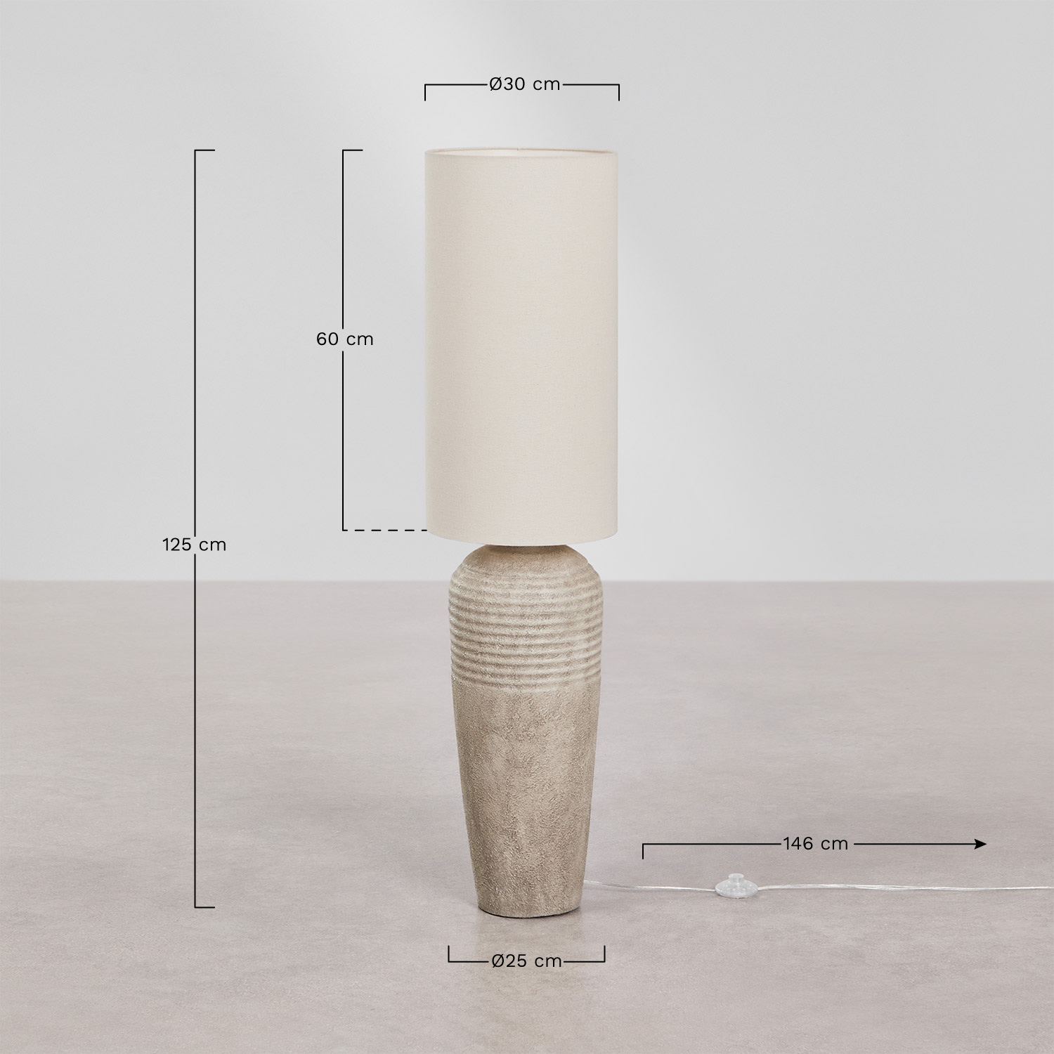Arondir ceramic floor lamp, MEASURES