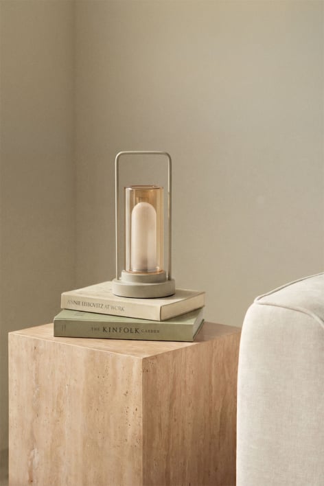 Wireless LED table lamp in iron and glass Sorlix