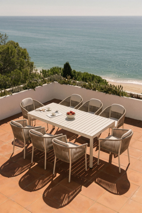 Rectangular 210x100 cm garden table in Marti aluminum - Tapioca Beige