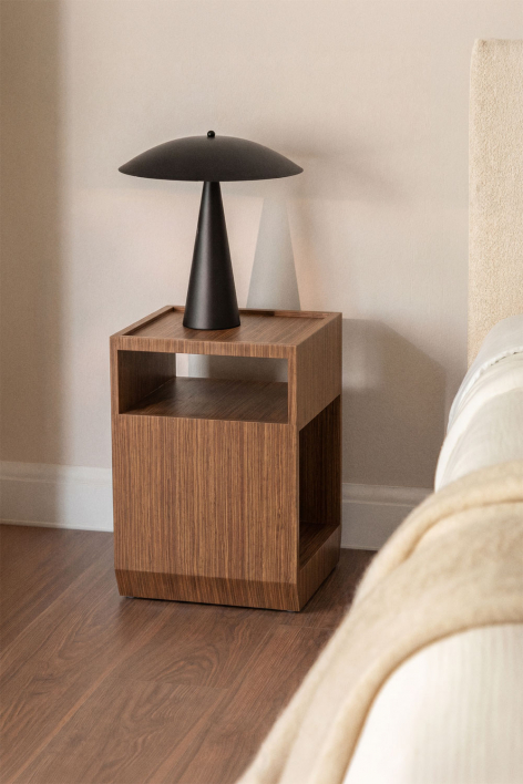 Brisbane 35x35 cm MDF and veneer bedside table - Brown Chestnut
