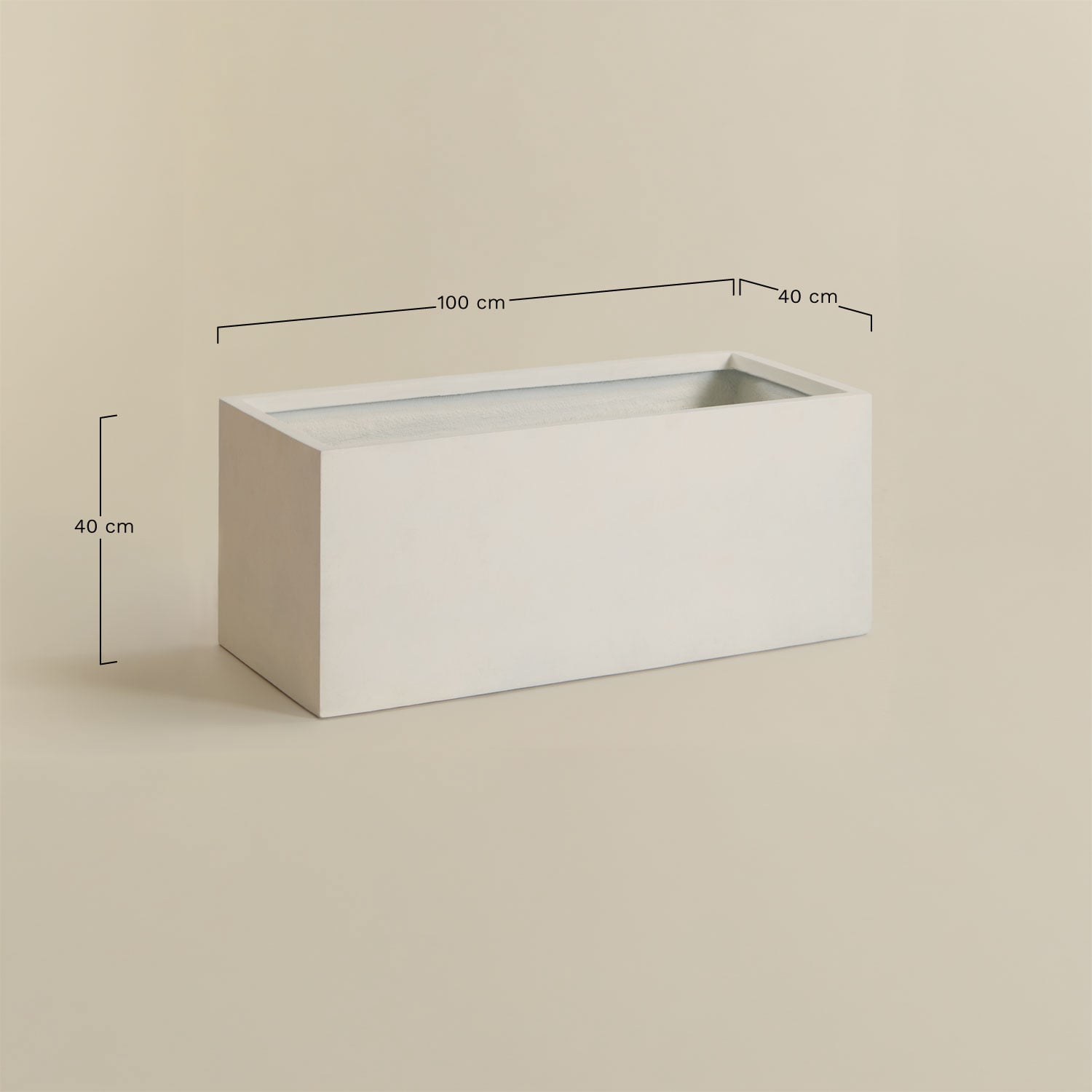 Rectangular outdoor cement planter Sergio, MEASURES