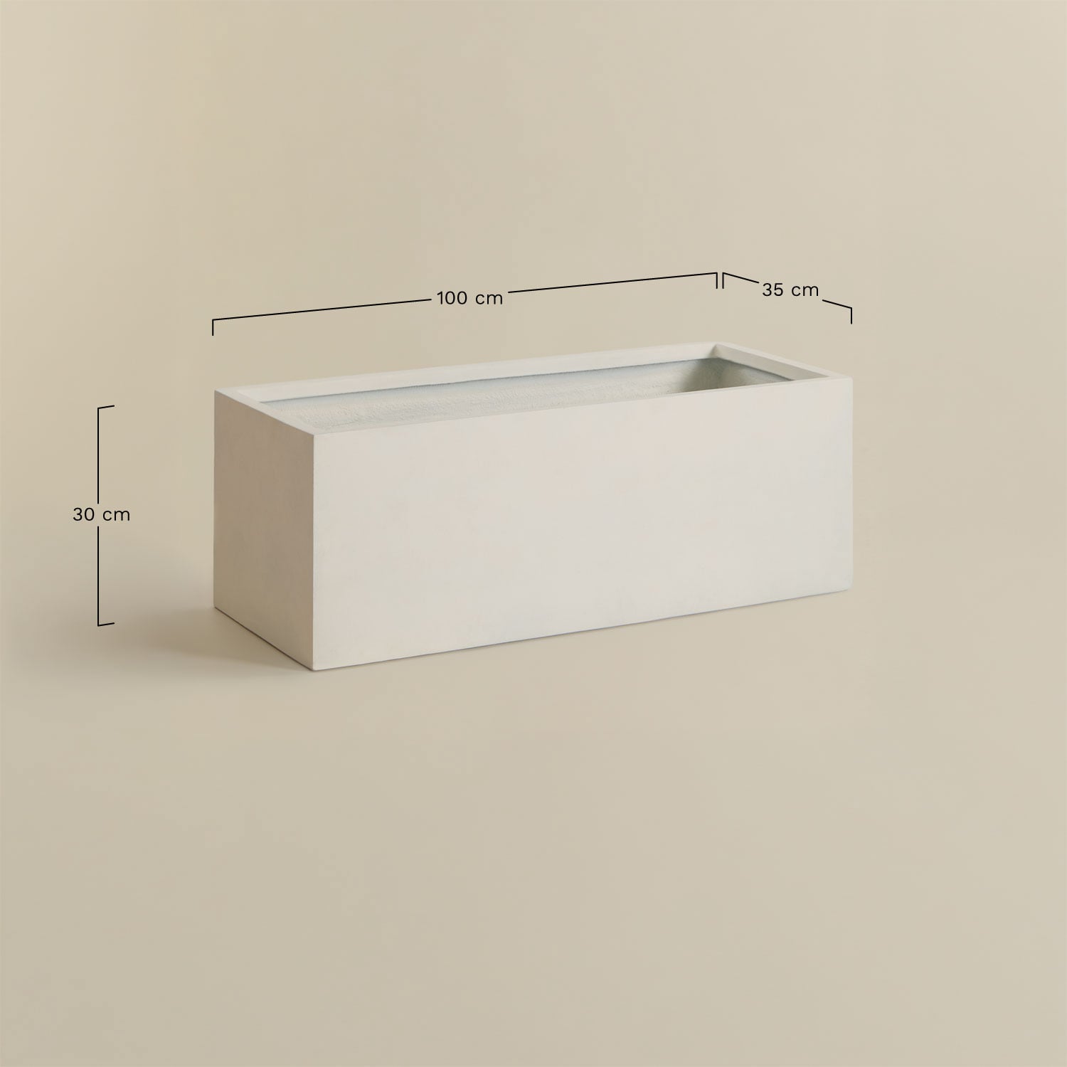 Rectangular outdoor cement planter Sergio, MEASURES