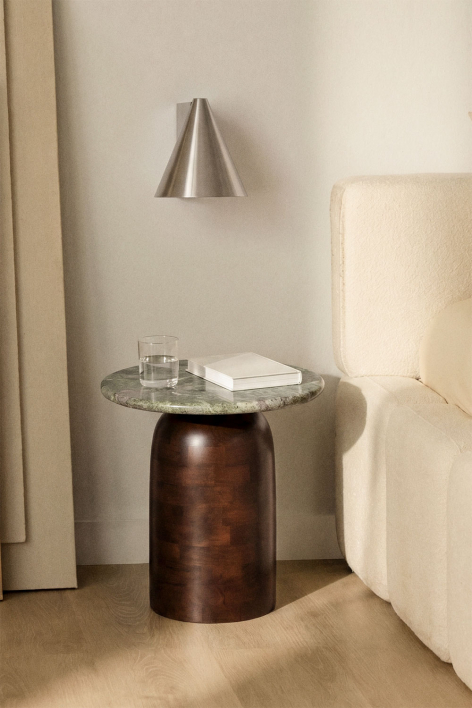 Alliser Ø40 cm nightstand - Dark Wood Brown