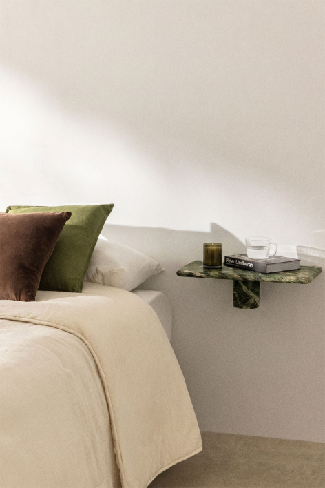 Floating nightstand 35x15 cm in Uganda marble - Green Marble Forest