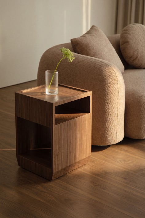 Square side table 35x35 cm in MDF and Brisbane veneer