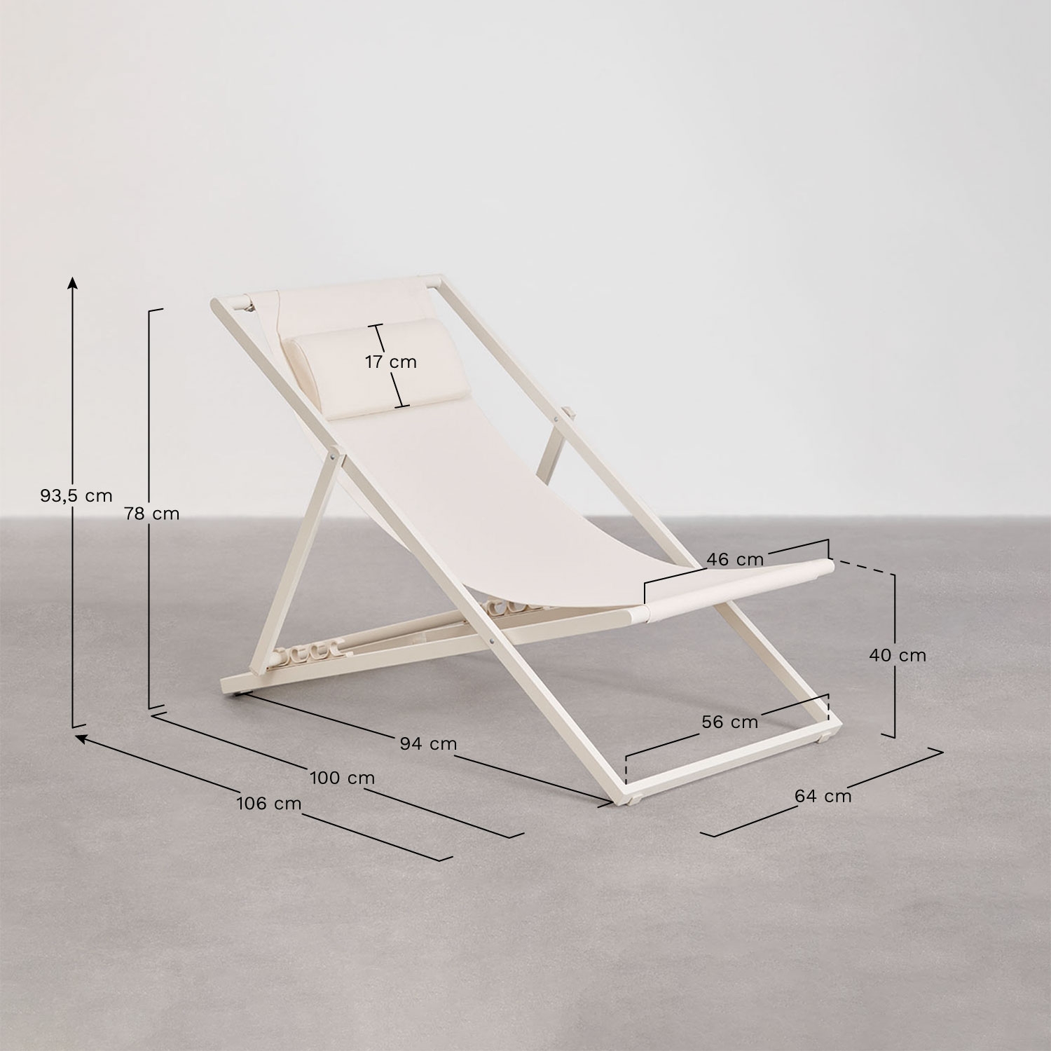 Pack of 2 folding steel hammocks with Jensy cushion, MEASURES