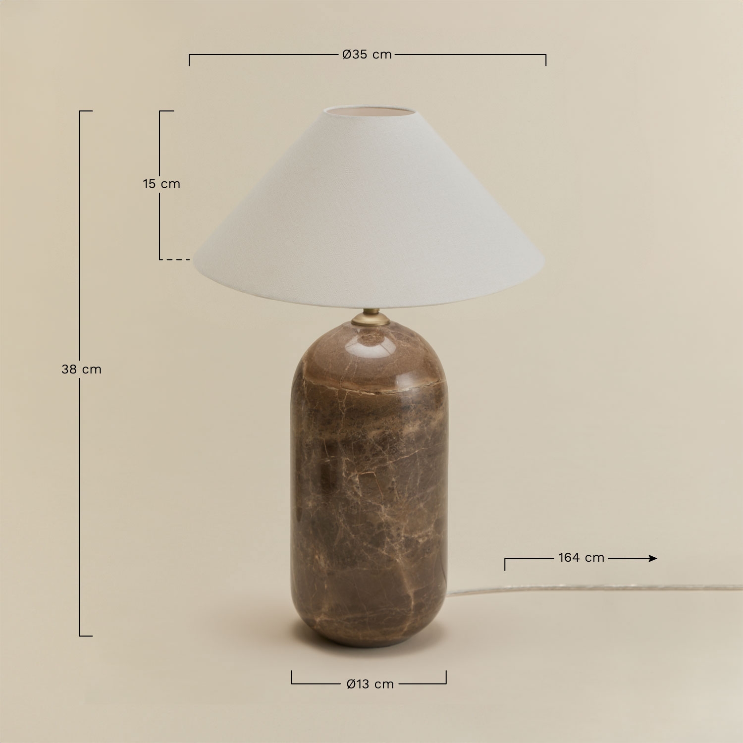 Yalvira natural stone table lamp, MEASURES