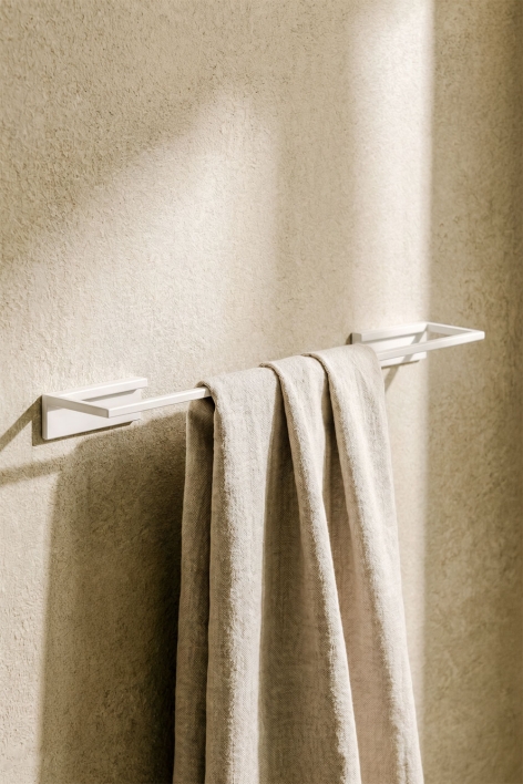 Adhesive wall-mounted 45 cm towel rail for bathroom in white stainless steel Jalter
