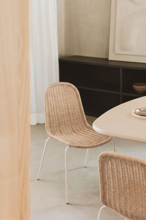 Stackable dining chair in synthetic rattan Reiven - Tapioca Beige