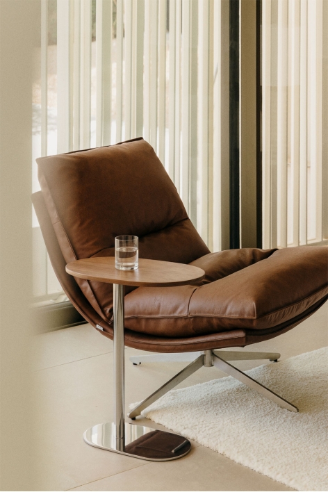 Oval side table 45x25 cm in stainless steel Lumair - Dark Handle Wood