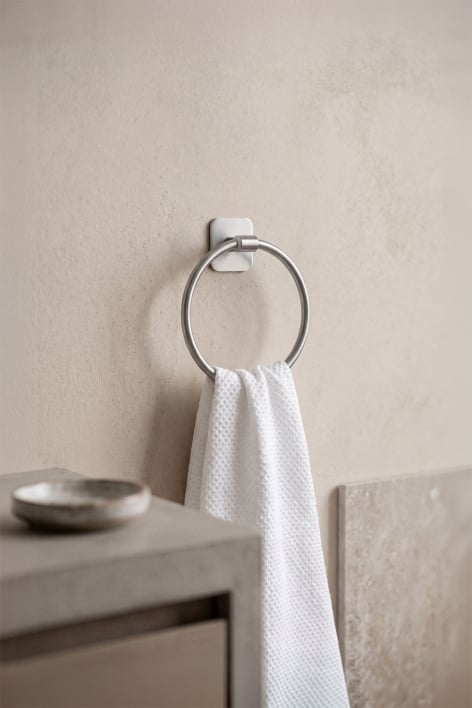 Ondreli self-adhesive wall-mounted towel rail, Ø15 cm, for the bathroom, in brushed grey stainless steel