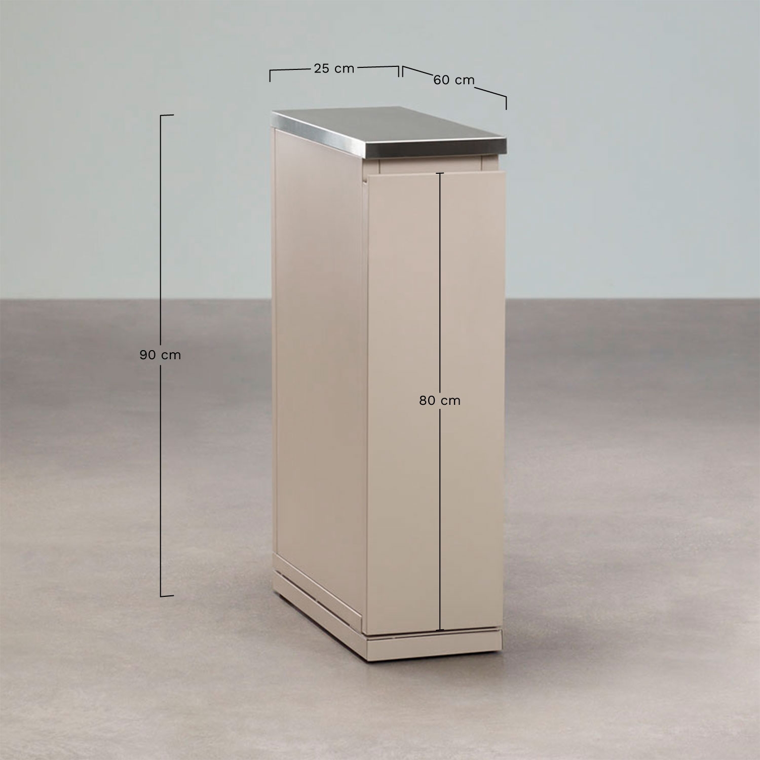Outdoor modular kitchen storage unit in Rivana steel, MEASURES