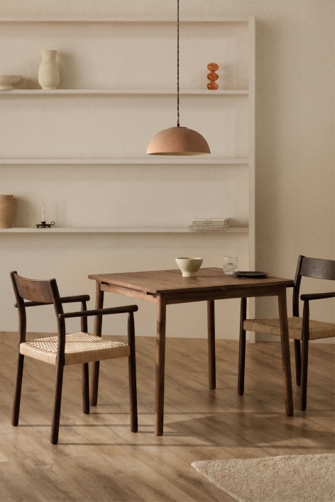 Extendable 100-160x100 cm acacia wood Karvia dining table - Acacia Brown