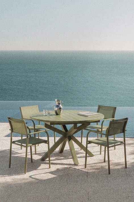 Barces extendable aluminum garden table 145-200x145 cm - Deep Olive Green 