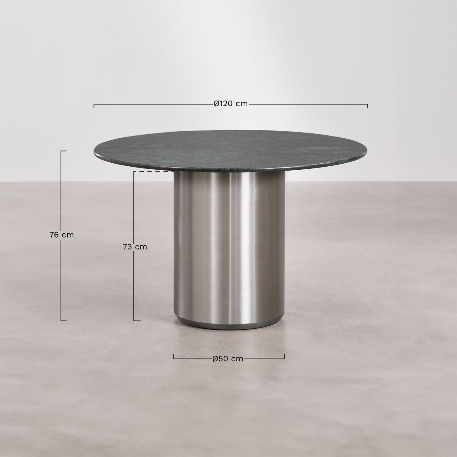 Round dining table Ø120 cm Luceida, MEASURES