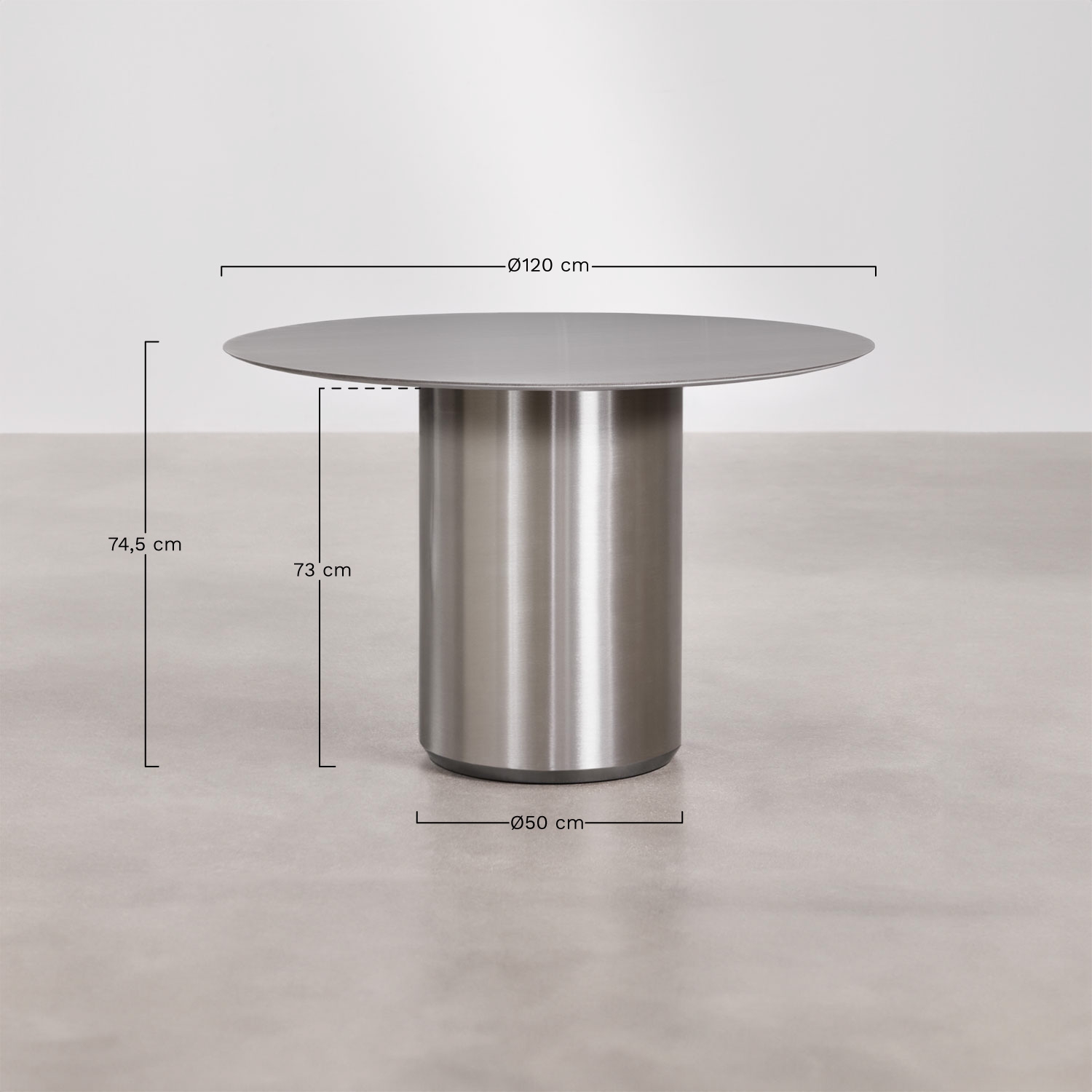 Round dining table Ø120 cm Luceida, MEASURES