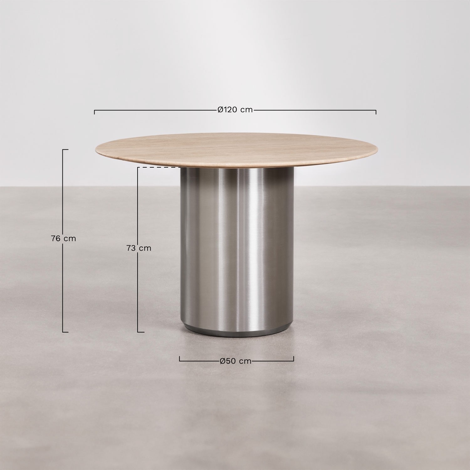 Round dining table Ø120 cm Luceida, MEASURES