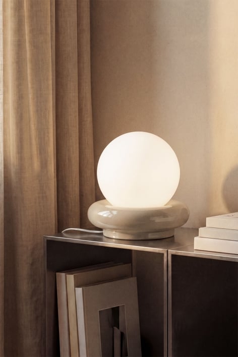 Ceramic table lamp with Kryx glass ball