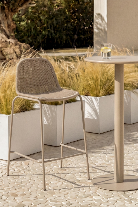 75 cm stackable high garden stool in synthetic wicker by Reiven - Moka Brown