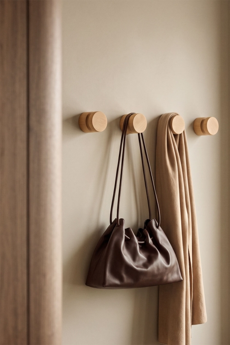 Pack of 4 Eldra wooden wall hooks - Mango Wood