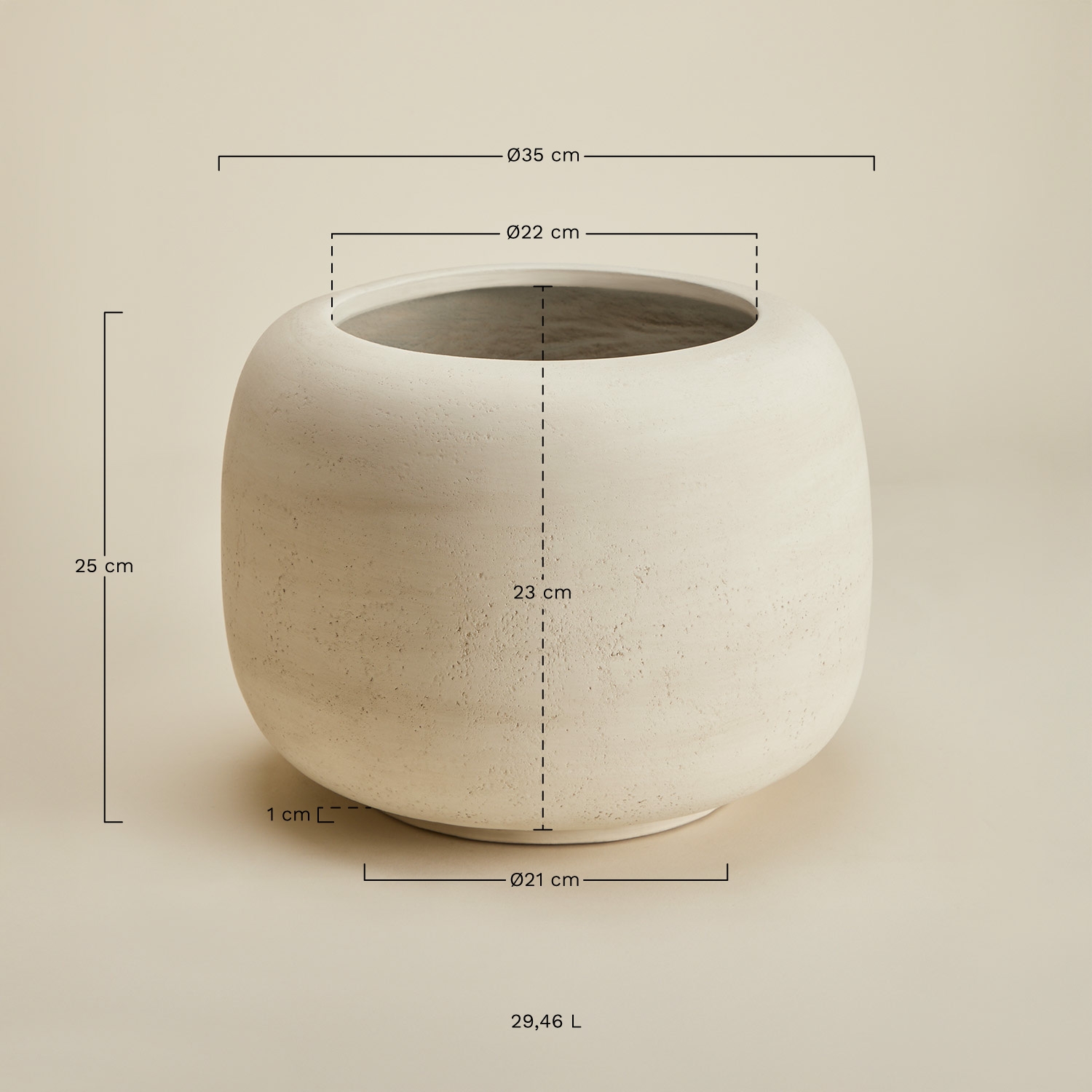Annabeth cement planter, MEASURES