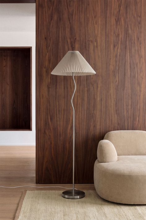Siliema iron and linen floor lamp