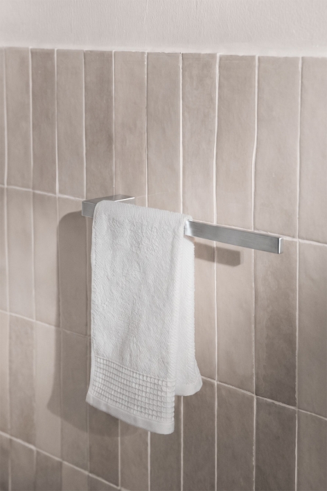Wall-mounted 30 cm towel rail for bathroom in brushed grey stainless steel Olvam