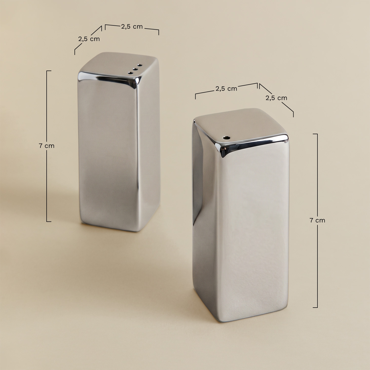 Limatoli stainless steel salt and pepper shaker, MEASURES