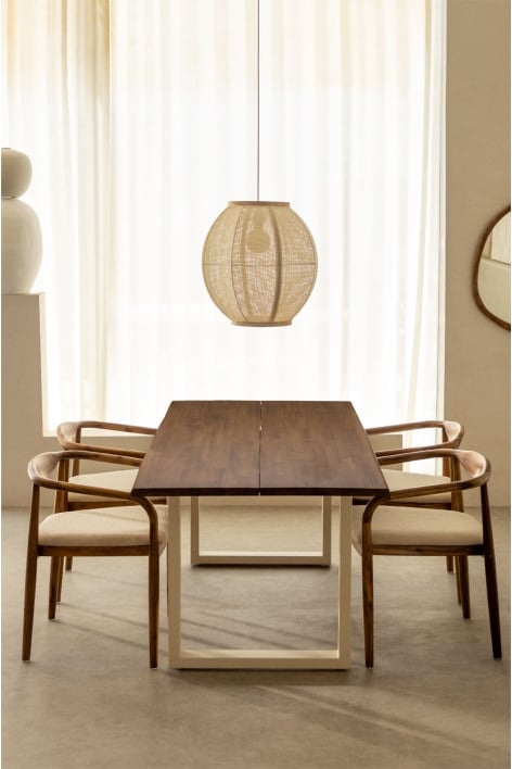 Rectangular dining table in acacia wood and steel (180x90 cm) Maupi - Gardenia White