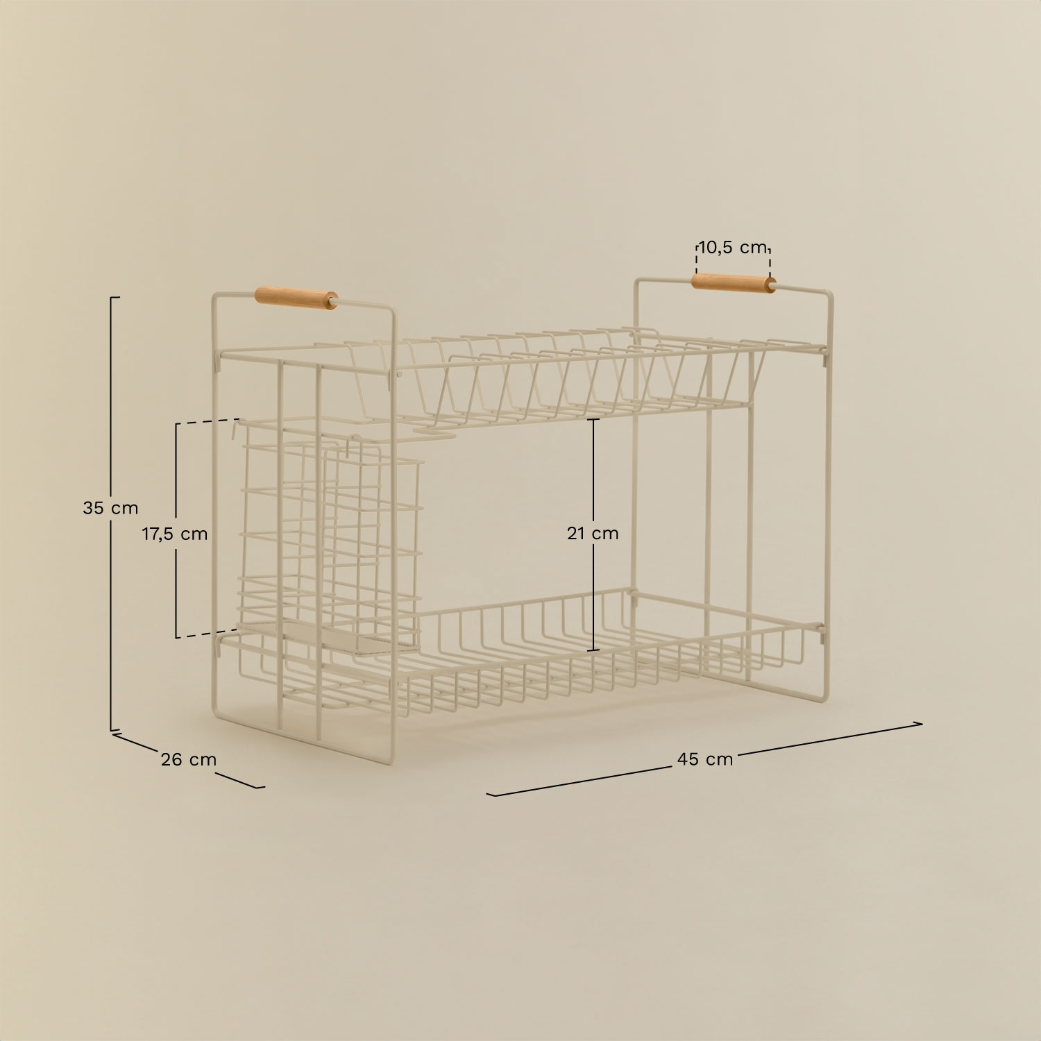 Ainela iron and rubberwood dish drainer, MEASURES