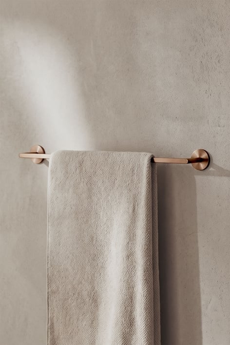 Adhesive wall-mounted towel rail with 60 cm bar for bathroom in rose gold stainless steel Caldrumi