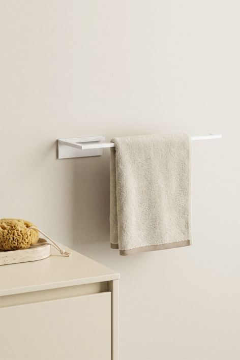 Adhesive wall-mounted 30 cm towel rail for bathroom in white stainless steel Jalter