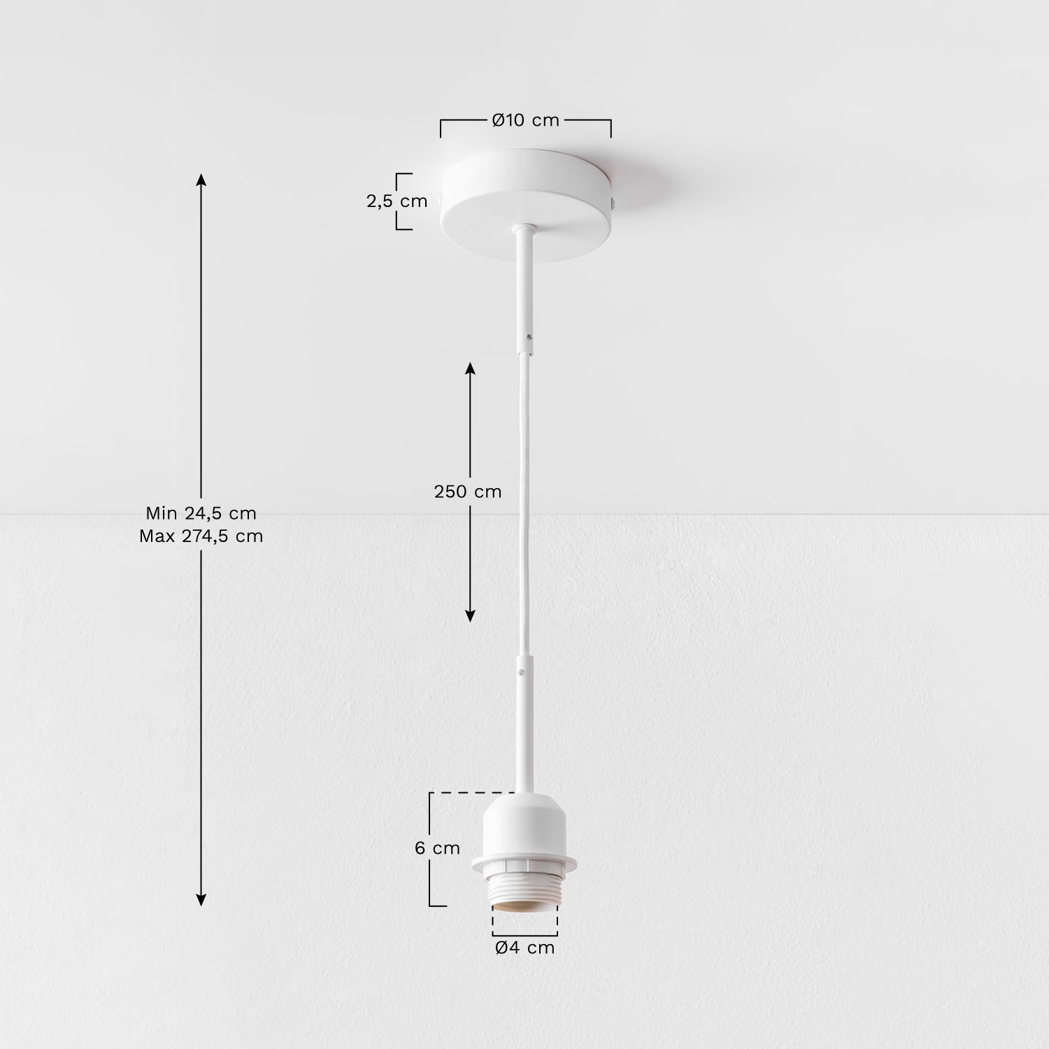 Hannon polyethylene ceiling lamp cable, MEASURES