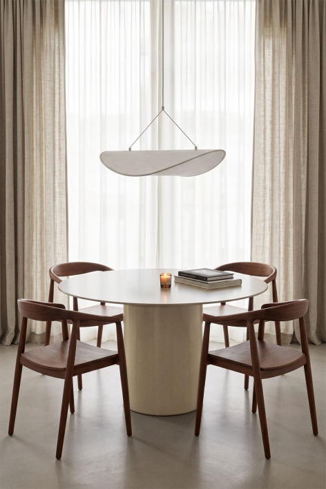 Round dining table Ø120 cm in tempered glass and MDF Asgri - Moka Brown