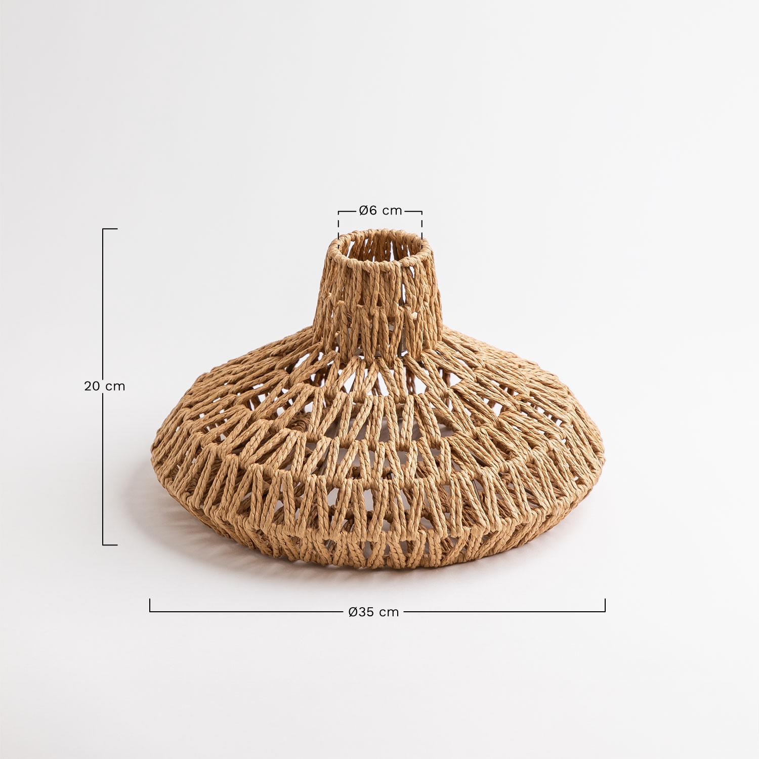 Maslany lamp shade in braided paper and iron, MEASURES