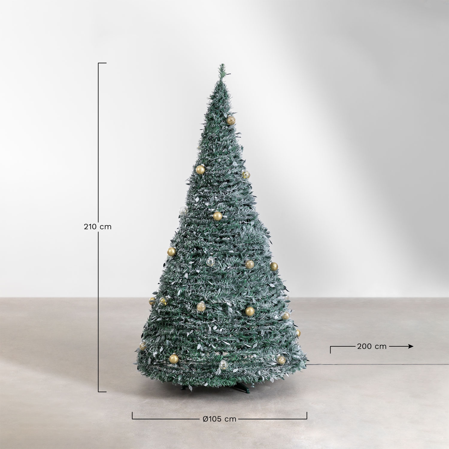 Foldable Christmas tree with LED lights Taimy, MEASURES