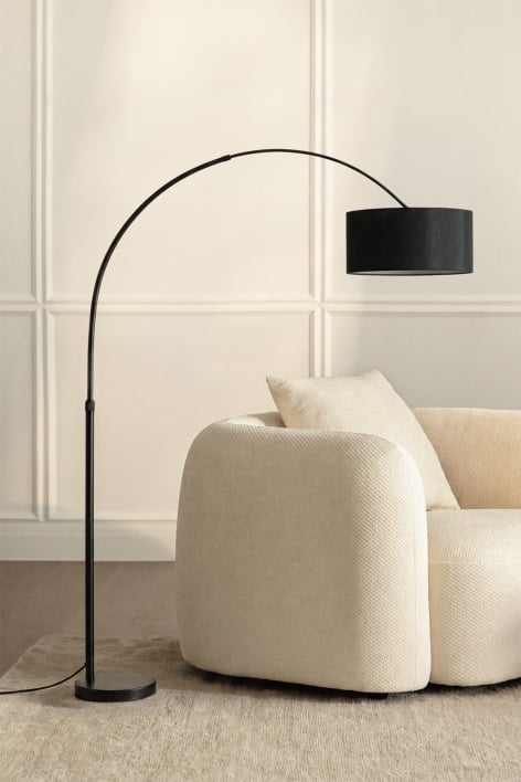Vonera linen and iron floor lamp