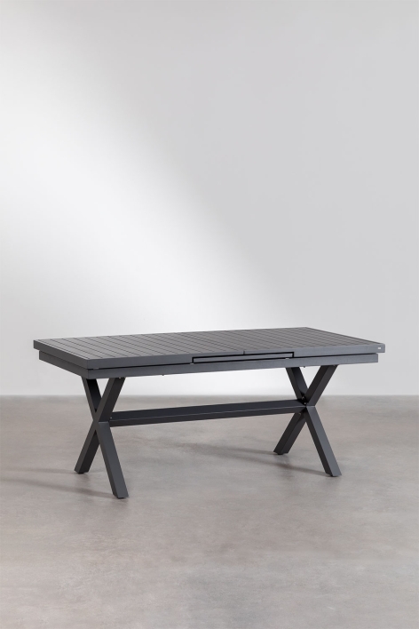 Rectangular extendable dining table in aluminum Karena - Grey Graphite