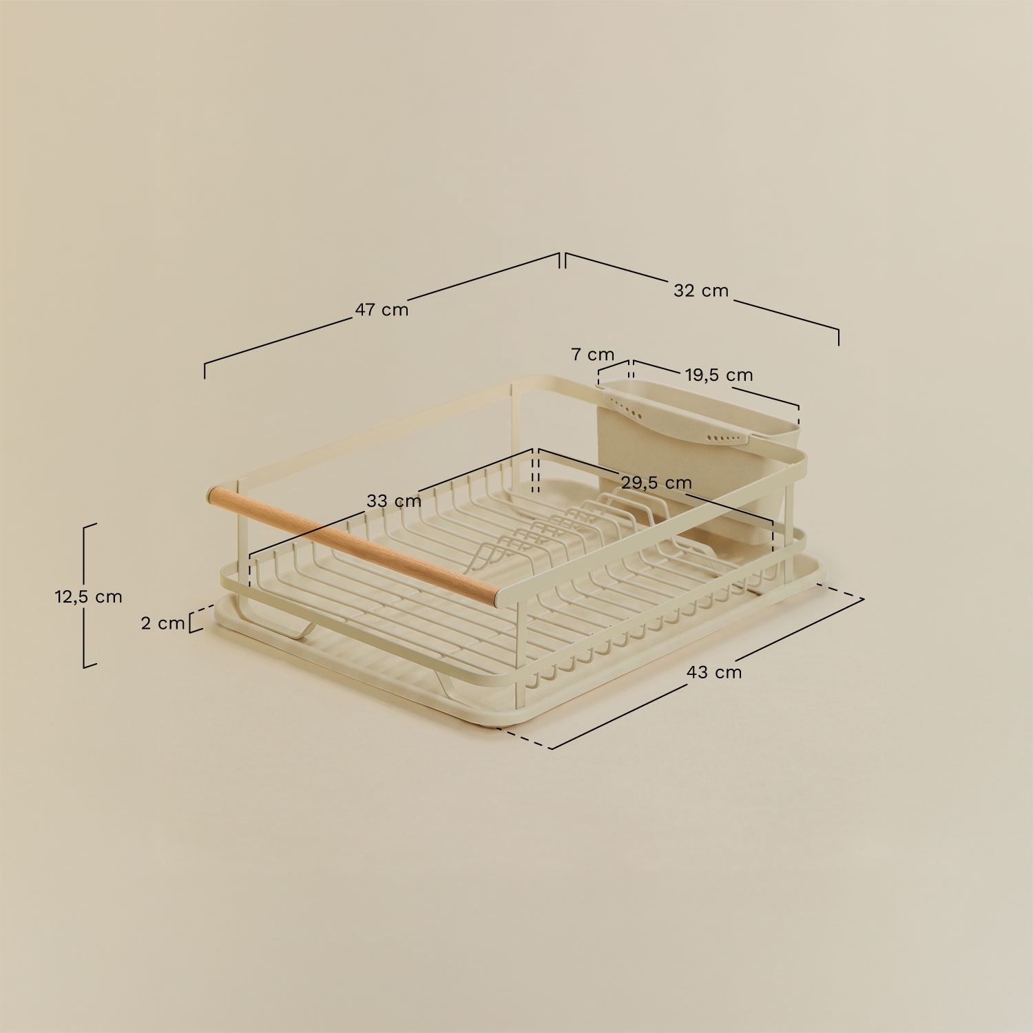 Celine dish drainer with iron tray and polypropylene, MEASURES