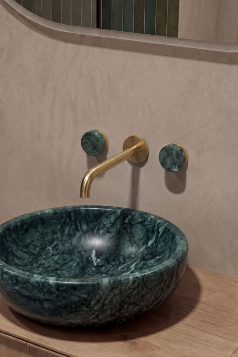Gilstoin built-in basin mixer in brass and natural stone - Brushed Gold
